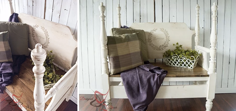 Home DIY Projects | Repurposed Headboard French Bench